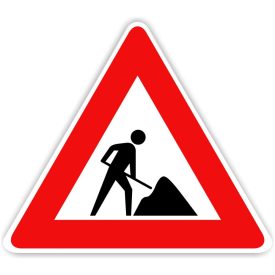 Úton folyó munkák, KRESZ tábla