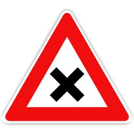 Egyenrangú utak kereszteződése KRESZ tábla