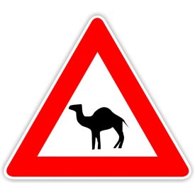 Teve veszély közlekedési tábla