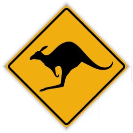 Kenguru veszély tábla