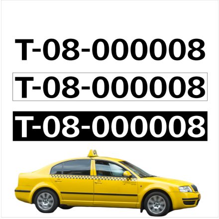 TAXI ENGEDÉLYSZÁM MATRICA